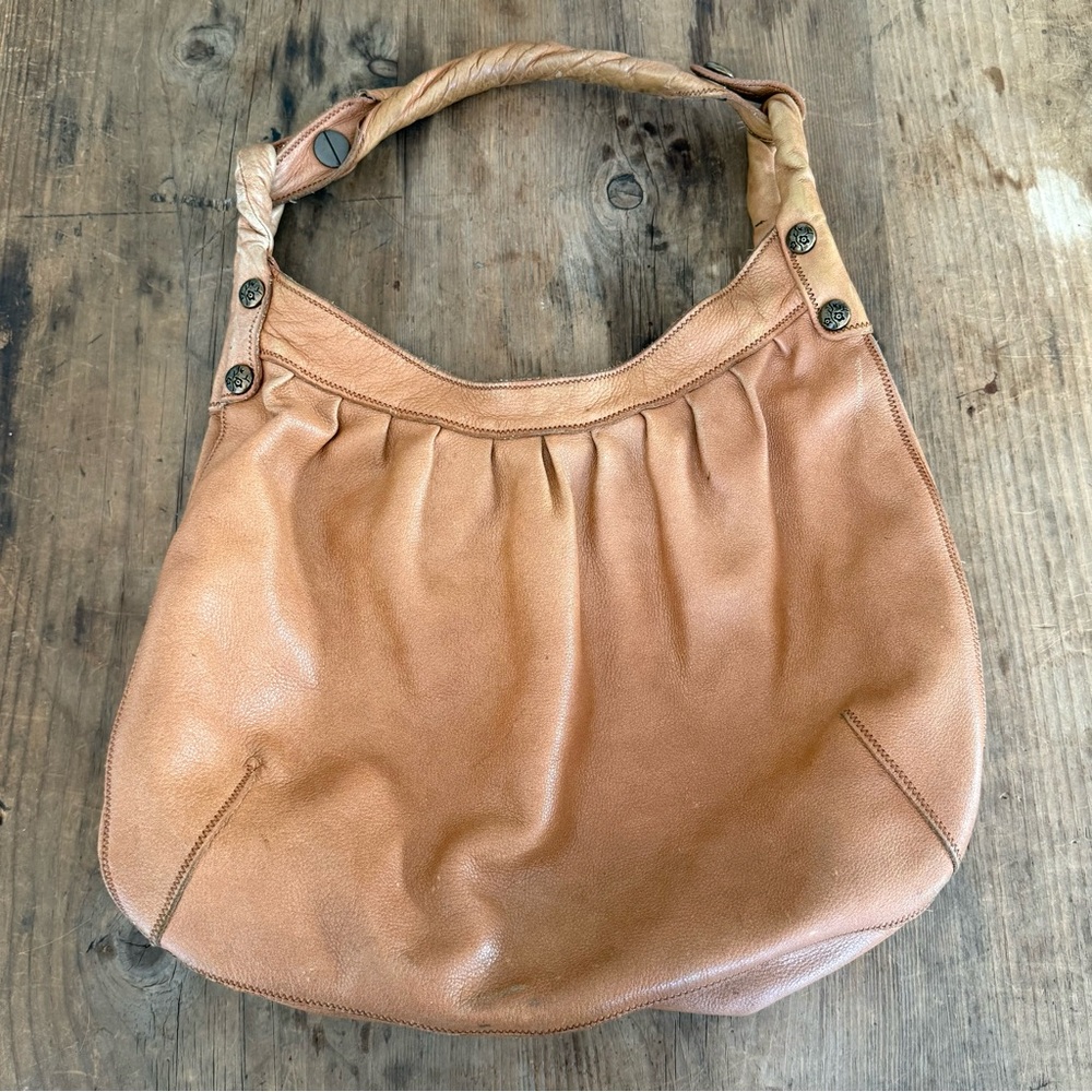 Lucky Brand Cognac Leather Slouchy Hobo Shoulder Bag